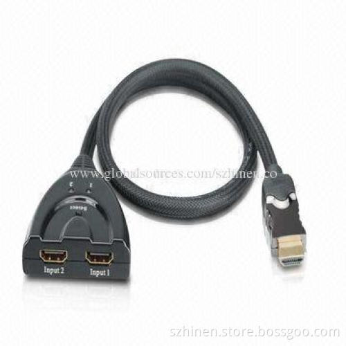 HDMI Switcher, 2 x 1 Pigtail, Supports Highest Video Resolution 1,080P